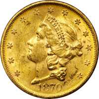 1870-S Liberty Head Double Eagle. MS-61 (PCGS).