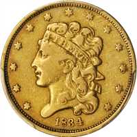 1834 Classic Head Half Eagle. McCloskey-4. First Head, Large Plain 4. VF Details--Scratch (PCGS).