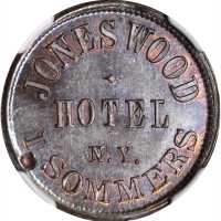 New York--New York. 1863 Isaac Sommers, Jones Wood Hotel. Fuld-630BR-1a. Rarity-2. Copper. 21 mm. MS