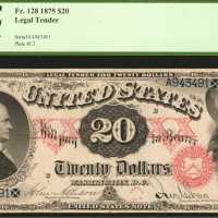 Fr. 128. 1875 $20 Legal Tender Note. PCGS Very Fine 35 Apparent. Small Stain on Back.