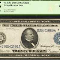 Fr. 979a. 1914 $20 Federal Reserve Note. Cleveland. PCGS Extremely Fine 40 PPQ.