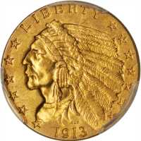 1913 Indian Quarter Eagle. MS-61 (PCGS).