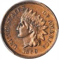 1869 Indian Cent. Snow-3, FS-301. Repunched Date. AU Details--Cleaned (PCGS).