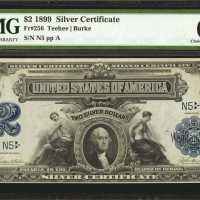 Fr. 256. 1899 $2 Silver Certificate Note. PMG Choice Uncirculated 63 EPQ*.