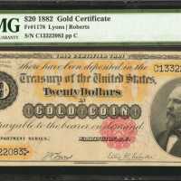 Fr. 1178. 1882 $20 Gold Certificate. PMG Very Fine 30.