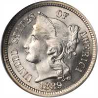1889 Nickel Three-Cent Piece. MS-66 * (NGC). CAC.
