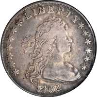 1802 Draped Bust Silver Dollar. BB-241, B-6. Rarity-1. Narrow Date. VF-25 (NGC).