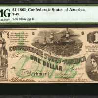 T-45. Confederate Currency. 1862 $1. PMG Choice Uncirculated 63.