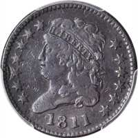 1811 Classic Head Half Cent. C-2. Rarity-3-. Close Date. VF-20 (PCGS).