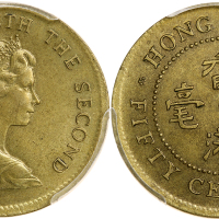 1979年香港5毫，错胚饼，重3.56克，PCGS MS63