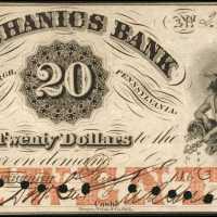 Pittsburgh, Pennsylvania. Mechanics Bank. January 1, 1863. $20. Choice Very Fine.