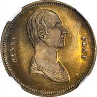 (ca. 1860s) Henry Clay, The Eloquent Advocate token. DeWitt HC-A. Brass. 27.6 mm. MS-65 PL (NGC).