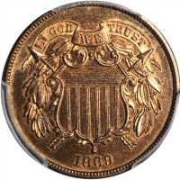 1869 Two-Cent Piece. Proof-66 RB (PCGS). CAC. Gold Shield Holder.