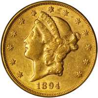 美国1894-S年20美元金币。