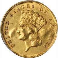 1856-S Three-Dollar Gold Piece. Medium S. AU Details--Planchet Flaw (PCGS).