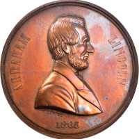1865 Abraham Lincoln Broken Column Medal. DeWitt-Unlisted. King-247. Copper. 51 mm. Uncirculated Det