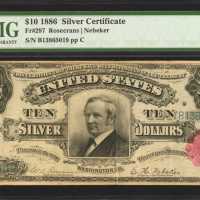 Fr. 297. 1886 $10 Silver Certificate. PMG Very Fine 30.