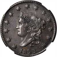 1822 Matron Head Cent. N-4. Rarity-2. AU-53 BN (NGC).