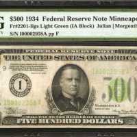 Fr. 2201-Ilgs. 1934 $500 Federal Reserve Note. Minneapolis. PMG Very Fine 25.