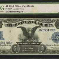Fr. 227. 1899 $1 Silver Certificate. PMG About Uncirculated 55.