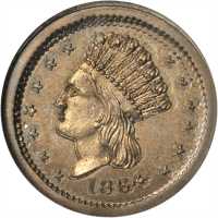 1864 Indian Princess / Our Army. Fuld-56/161 d. Rarity-7. Copper-Nickel. 20 mm--Double Struck--MS-65