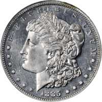 1885 Pattern Morgan Dollar. Judd-1749, Pollock-1961. Rarity-7-. Aluminum. Lettered Edge. Proof-65 (P