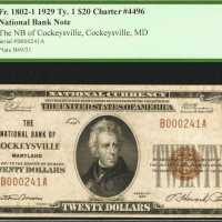 Cockeysville, Maryland. $20 1929 Ty. 1. Fr. 1802-1. The NB. Charter #4496. PCGS Very Fine 30.
