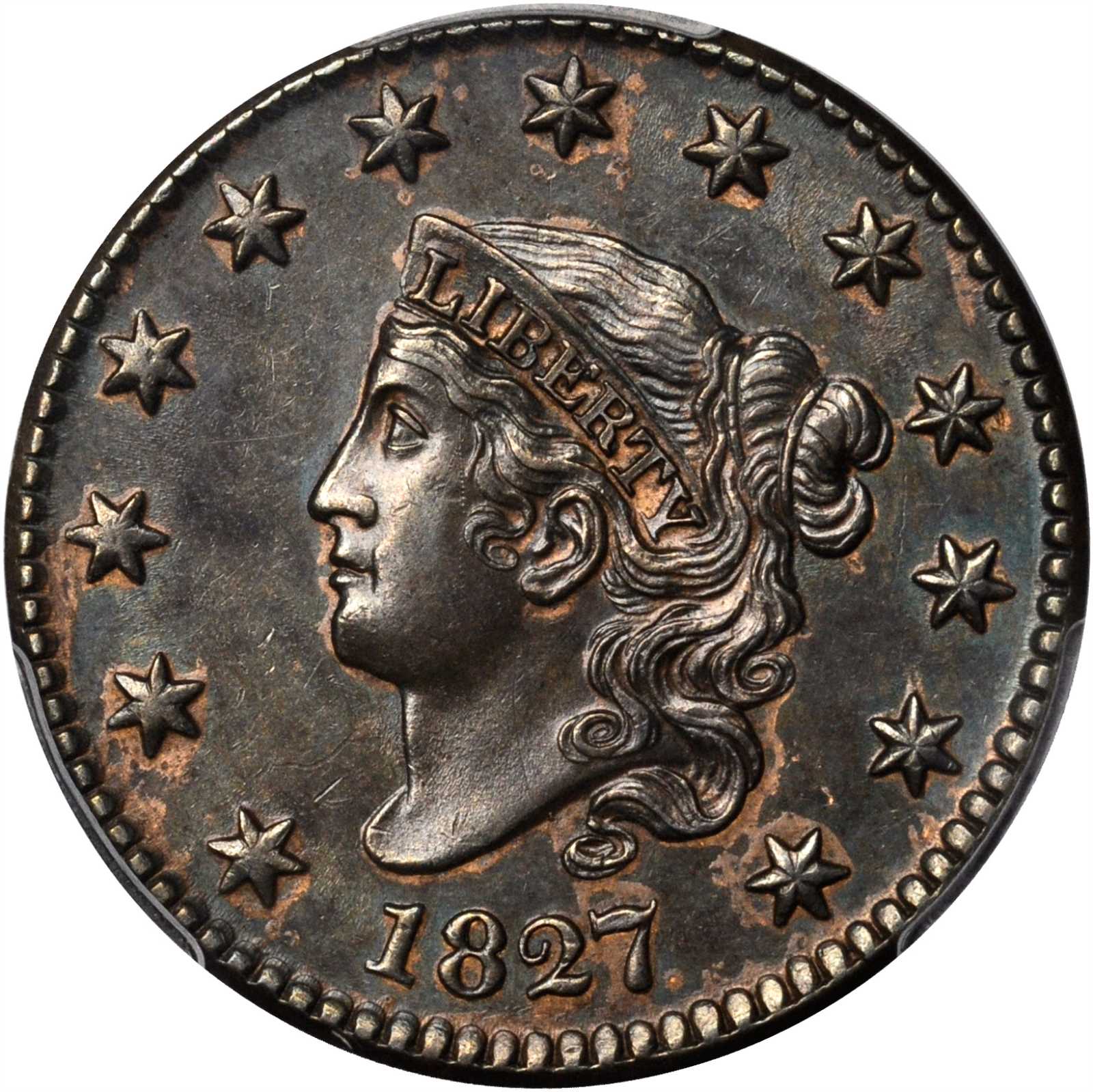 1827 Matron Head Cent. N-7. Rarity-3. Unc Details--Altered Surfaces (PCGS).