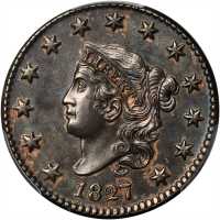 1827 Matron Head Cent. N-7. Rarity-3. Unc Details--Altered Surfaces (PCGS).