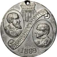 Group of four Harrison-Morton Inauguration badge variants.