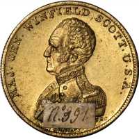 1852 Winfield Scott. DeWitt-WS 1852-12. Brass. 27.7 mm. Mint State.