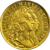 1692年英国威廉与玛丽5几内亚金币 PCGS MS 62