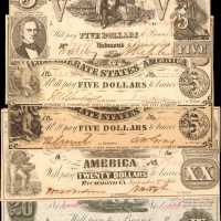 Confederate Currency. Lot of (5) 1861 Notes. Very Fine or Better.
