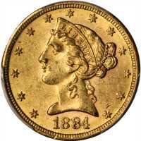 1884-S Liberty Head Half Eagle. MS-62 (PCGS).