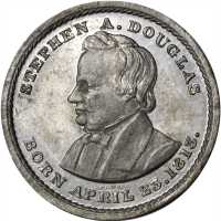 1860 Stephen Douglas. DeWitt-SD 1860-10. White metal. 27.2 mm. Choice About Uncirculated.