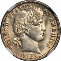 1899-O Barber Dime. MS-64 (NGC).
