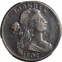 1802 Draped Bust Cent. S-227. Rarity-3-. VF-30 (PCGS).