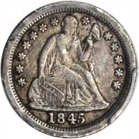 1845-O Liberty Seated Dime. Fortin-101. Rarity-4. Large Thin O. VF-30 (PCGS).