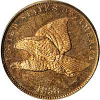 1858 Flying Eagle Cent. Snow-PR3. Rarity-5. Small Letters, Low Leaves Reverse (Style of 1858), Type 