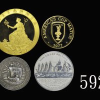 英美法纪念章一组四枚。近- 未使用British, USA & France silver, gilt & copper medals, 4pcs. SOLD AS IS/NO RETURN. (4p