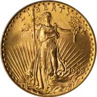 1908-D Saint-Gaudens Double Eagle. Motto. MS-64 (PCGS). CAC.