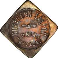 Nevada--Luning. Undated Northern Saloon. One Drink. Brass. 24 mm, square. VF-20 Light Residue.