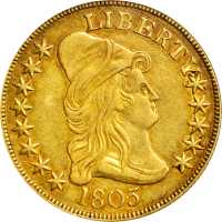 1803 Capped Bust Right Eagle. BD-5, Taraszka-30. Rarity-4+. Large Reverse Stars, Extra Star. AU-55 (