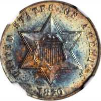 1870 Silver Three-Cent Piece. Proof-65 (NGC).