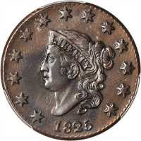 1825 Matron Head Cent. N-3. Rarity-3. AU Details--Cleaned (PCGS).