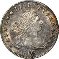 1803 Draped Bust Dime. JR-3. Rarity-4. AU-58 (PCGS). Gold Shield Holder.