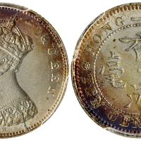 1876-H香港1毫，PCGS MS61,少见的希顿厂版别，品相好的难求