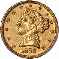 1879-S Liberty Head Half Eagle. MS-61 (PCGS).