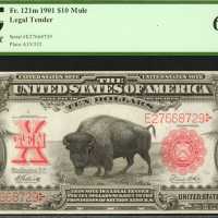 Fr. 121m. 1901 $10 Legal Tender Note. PCGS Gem New 65 PPQ.