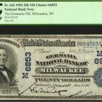 Milwaukee, Wisconsin. $20 1902 Date Back. Fr. 642. The Germania NB. Charter #6853. PCGS Very Fine 30